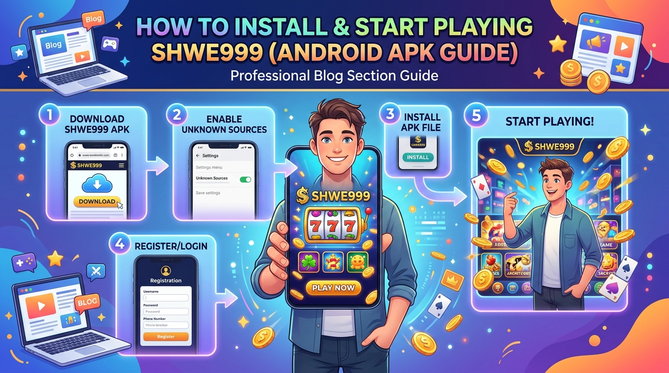 Shwe999 ကို Install လုပ်နည်းနှင့် စတင်ကစားနည်း